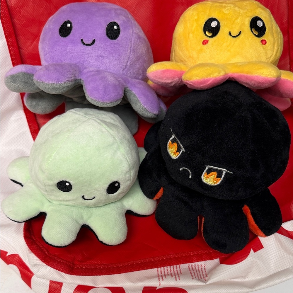 TeeTurtle Reversible Octopus Plushies - set of 4